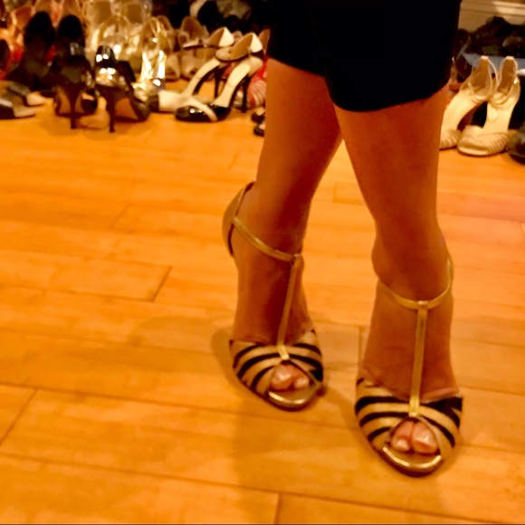 Comme iI Faut Argentine Tango Zebra Gold Gatsby Dance pARTy Stunning Stilettos - Picture 9 of 14